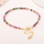 Buddha Stones 2mm Multicolor Tourmaline Ultra-thin Beads 14k Gold Plated Copper Wisdom Bracelet Bracelet BS 2