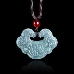 Buddha Stones Lotus Carved Jade Ruyi Abundance Prosperity Abundance Necklace Pendant Necklaces & Pendants BS 1