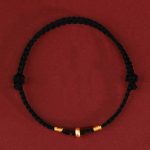Buddha Stones 999 Gold Small Lucky Beads String Protection Luck Braided Bracelet Anklet - 999 Gold Anklet(Circumference 19-23cm) - Black Rope - image 9