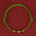 Buddha Stones 999 Gold Small Lucky Beads String Protection Luck Braided Bracelet Anklet - 999 Gold Anklet(Circumference 19-23cm) - Green Rope - image 11