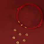 Buddha Stones 999 Gold Small Lucky Beads String Protection Luck Braided Bracelet Anklet - image 3
