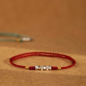 Buddha Stones 925 Sterling Silver String Protection Luck Ultra-Thin Braided Bracelet Anklet Bracelet Anklet BS main