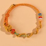 Buddha Stones Colorful String Snake Dragon Year of the Snake Luck Bracelet Bracelet BS Orange Dimple Knot