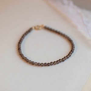 Buddha Stones Smoky Quartz Black Obsidian Ultra-thin Beads Success Bracelet