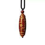 Buddha Stones Cinnabar Nine-eye Dzi Bead Blessing Necklace Pendant Necklaces & Pendants BS 1