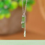 Buddha Stones Hetian Jade 925 Sterling Silver Bamboo Abundance Necklace Pendant Necklaces & Pendants BS Hetian Jade 925 Sterling Silver