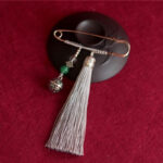 Buddha Stones Retro Bell Tassels Brooch Brooch BS Silver Gray