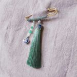 Buddha Stones Vintage Chalcedony Beads Tassels Positive Brooch Brooch BS Green