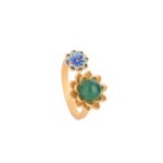 Buddha Stones Lotus Pattern Jade Abundance Adjustable Ring Rings BS 5