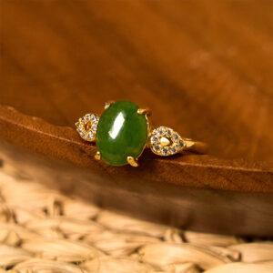 Buddha Stones Natural Jade Adjustable Buckle Prosperity Ring