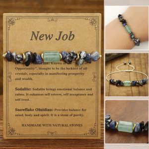 Buddha Stones New Job Green Aventurine Sodalite Snowflake Obsidian Energy Bracelet