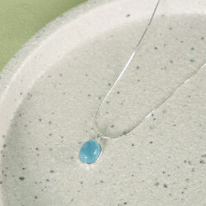 Buddha Stones 925 Sterling Silver Aquamarine Healing Clavicle Chain Necklace Pendant