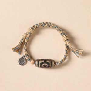 Buddha Stones Tibetan Dzi Bead Wealth  Protection Braided Bracelet