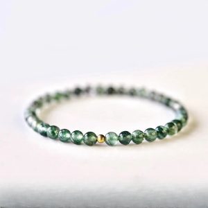 Buddha Stones Moss Agate Lucky Bead Soothing Bracelet