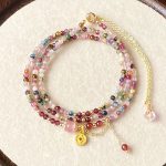 Buddha Stones 2.5 mm Irregular Beads Colored Tourmaline Coin Wisdom Bracelet - image 2