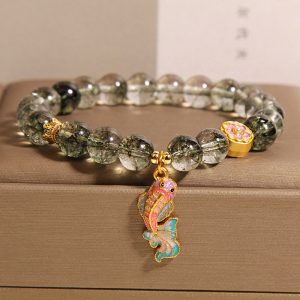 Buddha Stones Green Phantom Koi Fish Lucky Bracelet