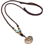 Buddha Stones Copper Brass Fu Character Luck Fortune Rope Necklace Pendant - image 4