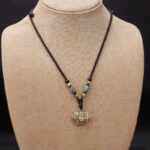Buddha Stones Copper Brass Fu Character Luck Fortune Rope Necklace Pendant - image 2