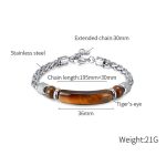 Buddha Stones Tiger Eye Black Obsidian Stone Titanium Steel Strength Buckle Bracelet - image 9