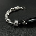 Buddha Stones Tiger Eye Black Obsidian Stone Titanium Steel Strength Buckle Bracelet - image 13