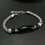 Buddha Stones Tiger Eye Black Obsidian Stone Titanium Steel Strength Buckle Bracelet - image 12