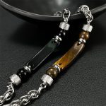 Buddha Stones Tiger Eye Black Obsidian Stone Titanium Steel Strength Buckle Bracelet - image 17
