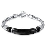 Buddha Stones Tiger Eye Black Obsidian Stone Titanium Steel Strength Buckle Bracelet - Black Obsidian(Wrist Circumference: 17-20cm) - image 10