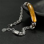 Buddha Stones Tiger Eye Black Obsidian Stone Titanium Steel Strength Buckle Bracelet - image 2