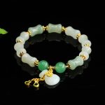 Buddha Stones Natural Tianshan Jade Fu Character Money Bag Pattern Prosperity Bracelet - Tianshan jade(Wrist Circumference: 15-17cm) - image 1