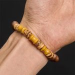 Buddha Stones Handmade Natural Coffee Beans Coconut Shell Bamboo Jade Positive Bracelet - image 5