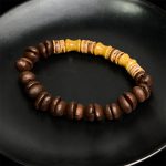 Buddha Stones Handmade Natural Coffee Beans Coconut Shell Bamboo Jade Positive Bracelet - image 4