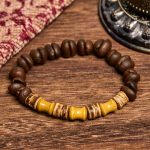 Buddha Stones Handmade Natural Coffee Beans Coconut Shell Bamboo Jade Positive Bracelet - image 3