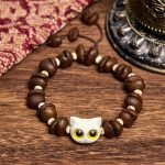 Buddha Stones Handmade Natural Coffee Beans Cat Head Bodhi Seed Claw Paw Peace Bracelet - image 9