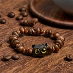 Buddha Stones Handmade Natural Coffee Beans Cat Head Bodhi Seed Claw Paw Peace Bracelet - image 2