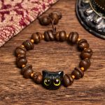 Buddha Stones Handmade Natural Coffee Beans Cat Head Bodhi Seed Claw Paw Peace Bracelet - image 3