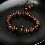 Buddha Stones Handmade Natural Coffee Beans Cat Head Bodhi Seed Claw Paw Peace Bracelet - image 6