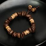 Buddha Stones Handmade Natural Coffee Beans Coconut Shell Happiness Bracelet - image 9