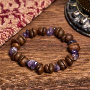 Buddha Stones Handmade Natural Coffee Beans Amethyst Citrine Amazonite Irregular Crystal Bracelet - Amethyst Coffee Beans(Wrist Circumference 14-17cm) - image 1