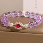 Buddha Stones Natural Amethyst Pearl Red Corundum Balance Bracelet - image 2