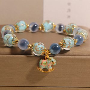 Buddha Stones Natural Candy Agate White Crystal Horse Strength Bracelet - Candy Agate(Wrist Circumference: 15-19cm) - image 1