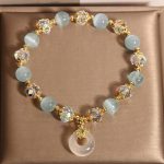 Buddha Stones Blue Cat's Eye White Crystal Peace Buckle Meaning Balance Bracelet - image 5