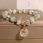 Buddha Stones Blue Cat's Eye White Crystal Peace Buckle Meaning Balance Bracelet - image 3