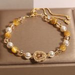 Buddha Stones Yellow Cat's Eye Stone Pearl Gourd Prosperity Bracelet - image 3