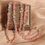 Buddha Stones Butterfly Flower Amethyst Strawberry Quartz Balance Necklace Pendant - Pink Crystal - image 9