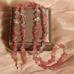 Buddha Stones Butterfly Flower Amethyst Strawberry Quartz Balance Necklace Pendant - Strawberry Quartz - image 7