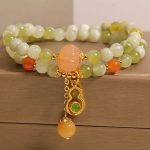 Buddha Stones Double Wrap Gourd Pumpkin Green Grape Serpentine Jade Luck Bracelet - image 3