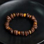Buddha Stones Natural Coffee Beans Tiger Eye Grey Jasper Lava Rock Beads Bracelet - image 4