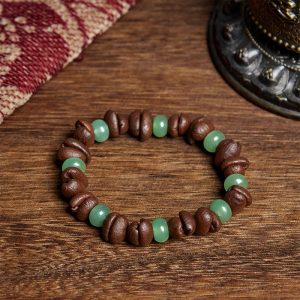 Buddha Stones Natural Coffee Beans Green Aventurine Huanglong Jade Beads Bracelet - Coffee Bean&Green Aventurine(Wrist Circumference: 16cm) - image 1