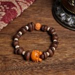 Buddha Stones Handmade Crab Copper Coins Coffee Beans Wenge Wood Bracelet - Coffee Bean(Wrist Circumference: 17.5cm) - image 1