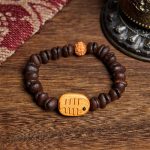 Buddha Stones Handmade Fishbone Real Coffee Beans Wenge Wood Bracelet - Coffee Bean(Wrist Circumference: 17.5cm) - image 1